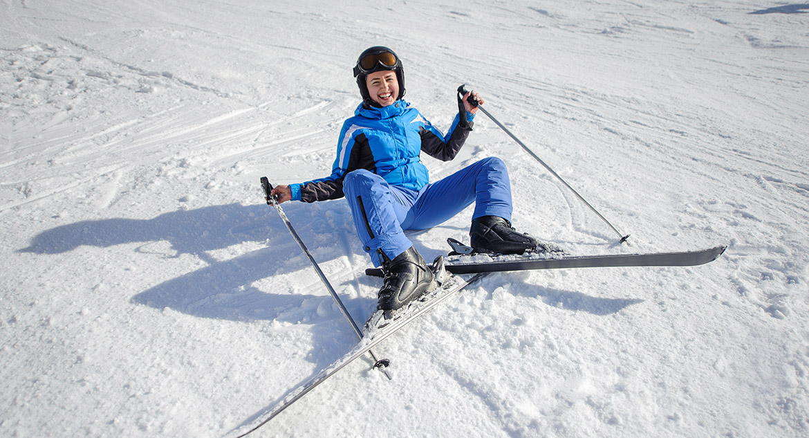 como aprender a esquiar na neve? Cair faz parte