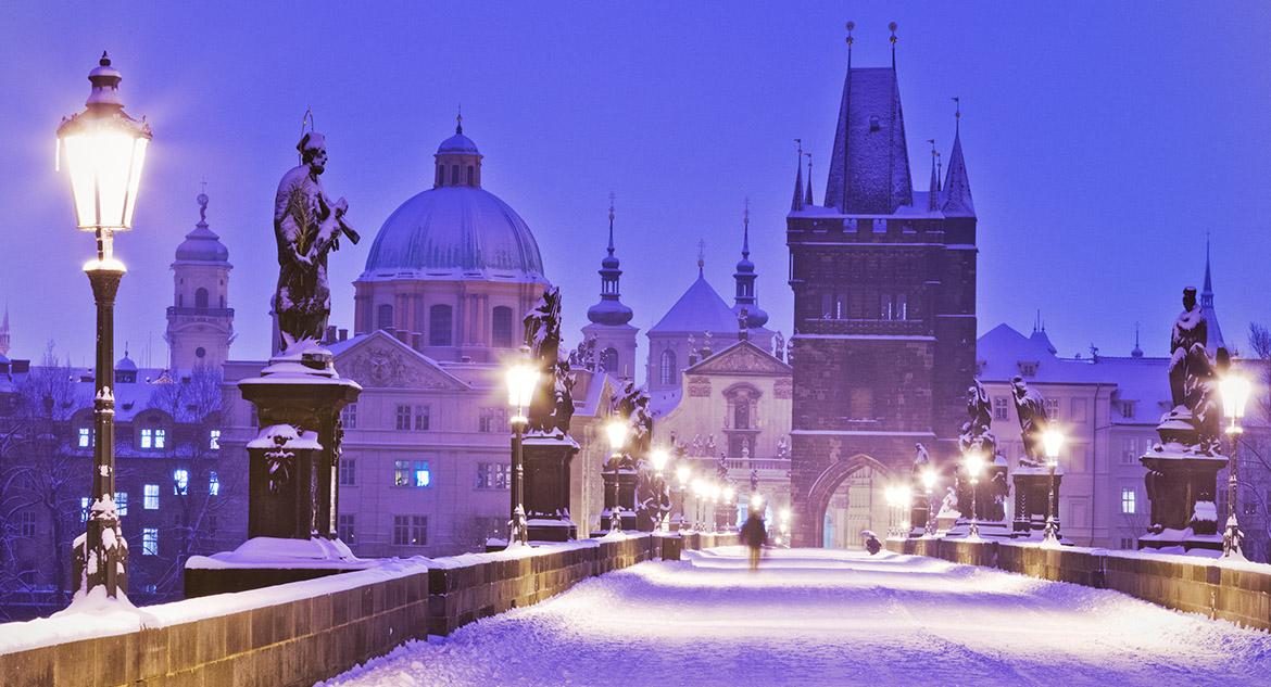 Onde neva em fevereiro na Eiuropa? Em Praga...