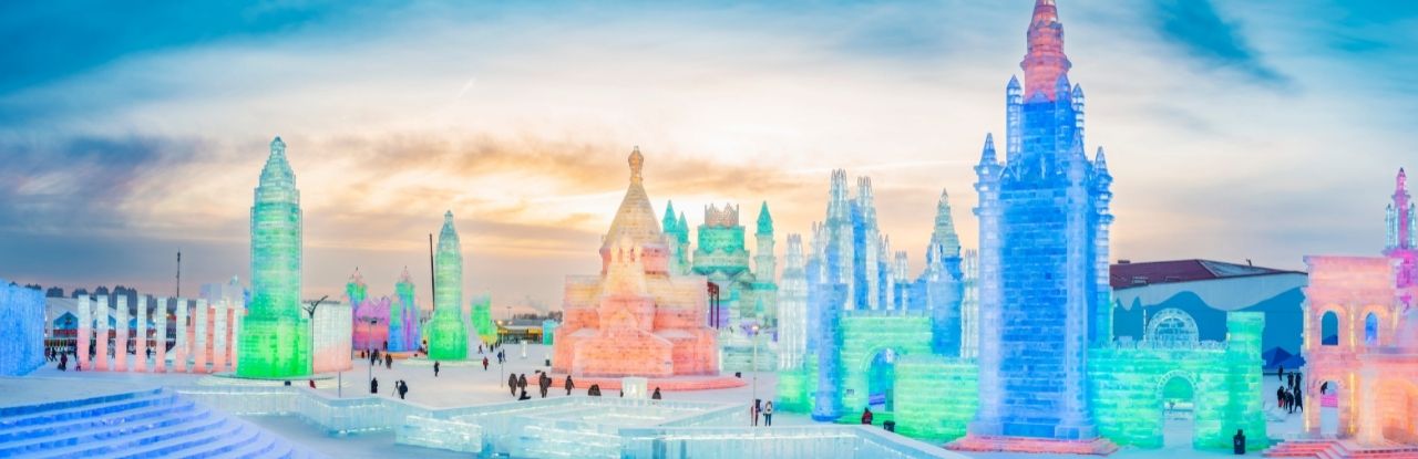 Panorama do Harbin Ice and Snow Sculpture Festival