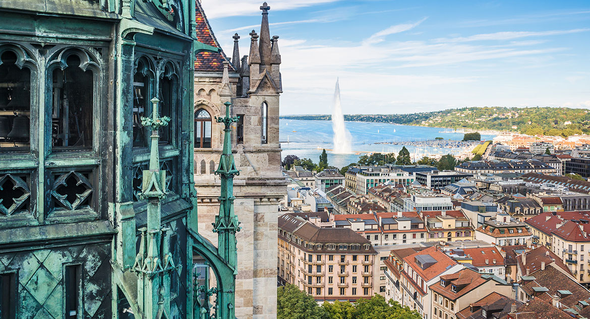 Vista de Genebra, cidade na Suíça