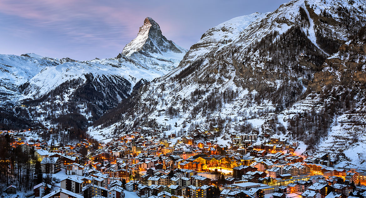 Vista de Zermatt, cidade na Suíça