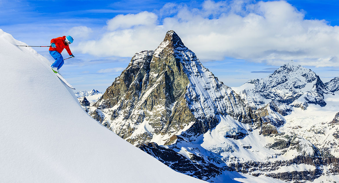 Esquiador em Zermatt, Suíça