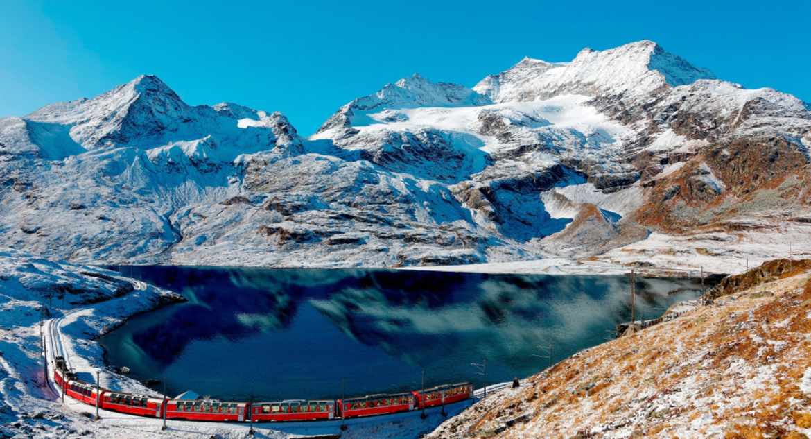 Bernina Express viagem de trem pela Suíça