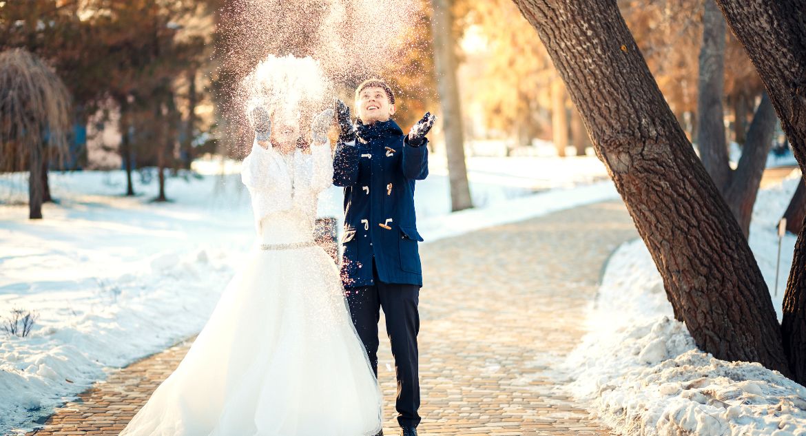 casamento com chuva de neve